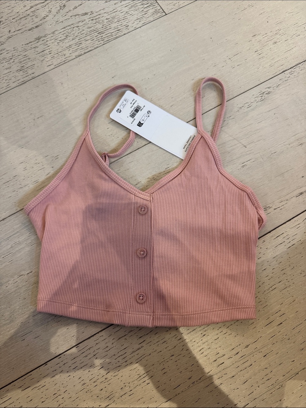 ALO Yoga Ribbed Button-Front Cami in Dusty Pink